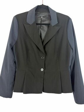 Sandro Studio Two-Tone Tailored Blazer Black Navy Contrast Jacket Medium